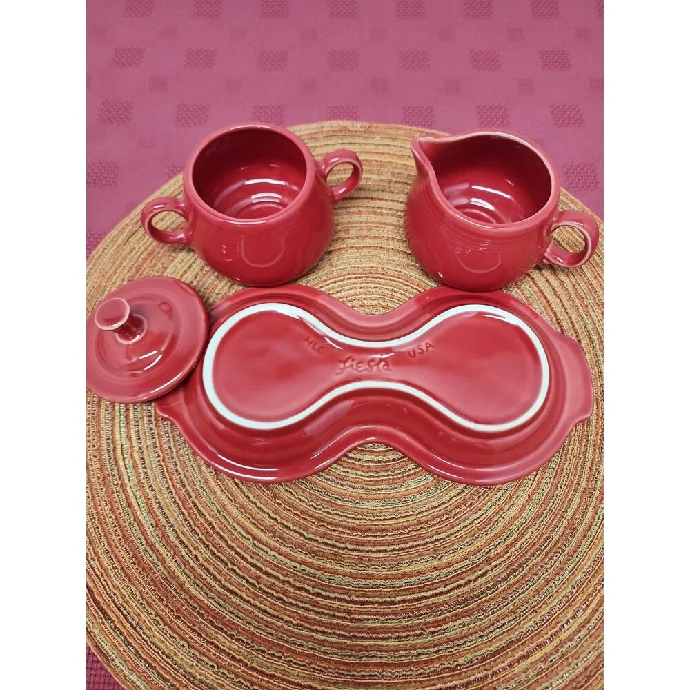 Fiesta Scarlet Creamer And Sugar Set  Homer Laughlin  2005 Complete Made In USA